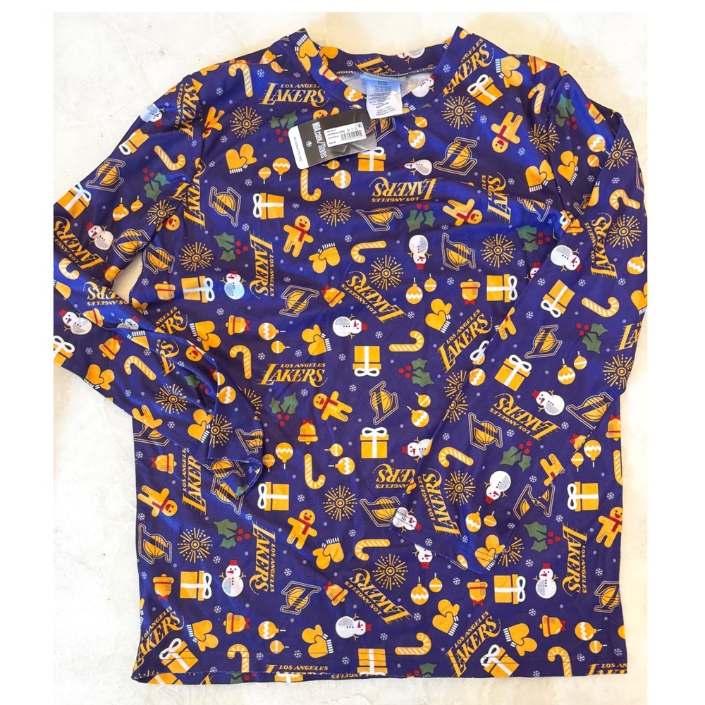 NBA Los Angeles Lakers Mens Holiday Long Sleeve Shirt Purple NWT